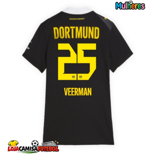 Camisa de Futebol Borussia Dortmund Joey Veerman #25 Equipamento Secundário Mulheres 2026-27 Manga Curta